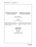 Canadian Federal Inc Certificate