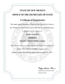 Certificate of Organization